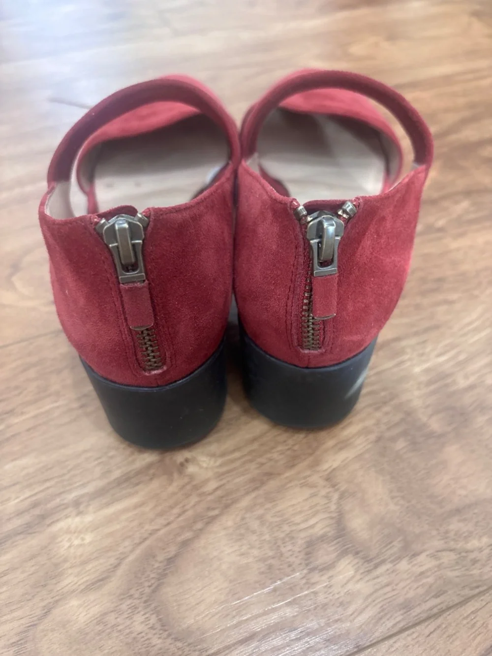 Eileen Fisher Marlow Wedge Pumps Women 8 Burgundy Suede Black Platform Shoes